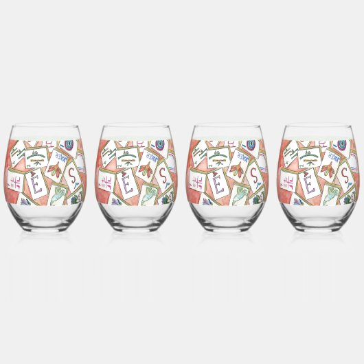 rosa Fliesenschale Weinglas Ohne Stiel (Vorderseite)