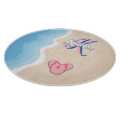 Rosa Flip-Flops am Strand Schneidebrett (Ecke)