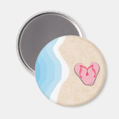 Rosa Flip Flops auf dem Beach Magnet (Vorderseite/Rückseite)