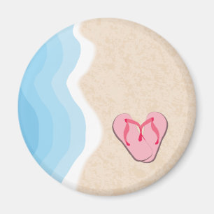 Rosa Flip Flops auf dem Beach Magnet