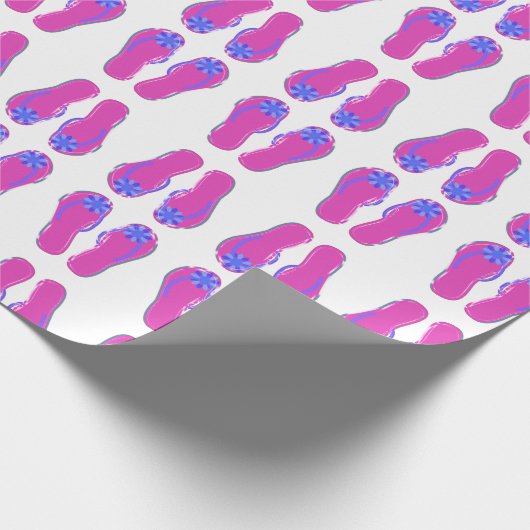 Rosa Flip-Flops mit blauer Blume Geschenkpapier (Ecke)