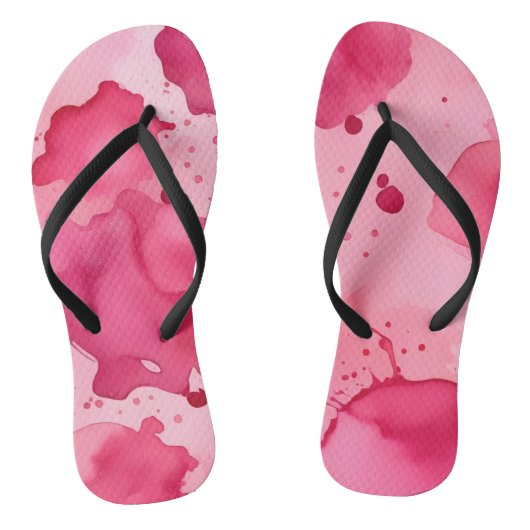Rosa Flip Flops mit Farbspritzern Badesandalen (Fußbett)