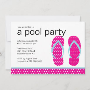 Rosa Flip Flops Pool Party Einladung