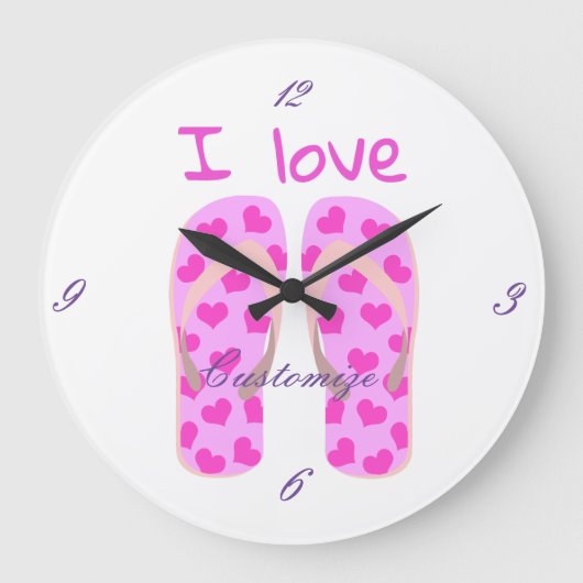 Rosa Flip-Flops Thunder_Cove Große Wanduhr (Vorderseite)