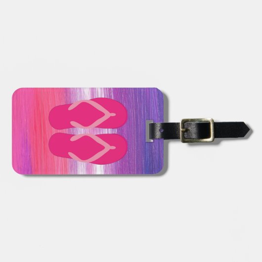 Rosa Flipflops Gepäckanhänger (Vorderseite horizontal)