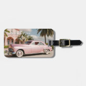 Rosa Flitterwochen Retro Nur verheiratet Gepäckanhänger (Vorderseite horizontal)