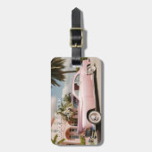 Rosa Flitterwochen Retro Nur verheiratet Gepäckanhänger (Vorderseite vertikal)