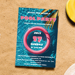 Rosa Float-Tropische Sommer-Poolparty Einladung
