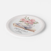 Rosa Flora 70. Buchthema Geburtstag Pappteller (Schrägansicht)