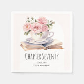 Rosa Flora 70. Buchthema Geburtstag Serviette (Vorderseite)
