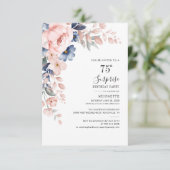 Rosa Flora 75. Geburtstagsparty Einladung (Stehend Vorderseite)