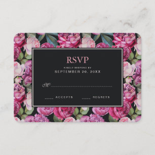 Rosa-Flora-Aquarell - Hochzeitsszenario RSVP Karte