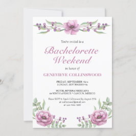 Rosa Flora Bachelorette Wochenende Tour Einladung
