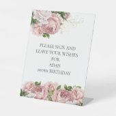 Rosa Flora Bitte unterzeichnen Verlassend Wünsche Sockelschild (Vorderseite)