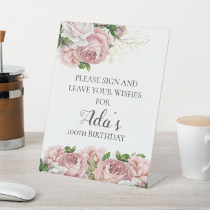 Rosa Flora Bitte unterzeichnen Verlassend Wünsche Sockelschild