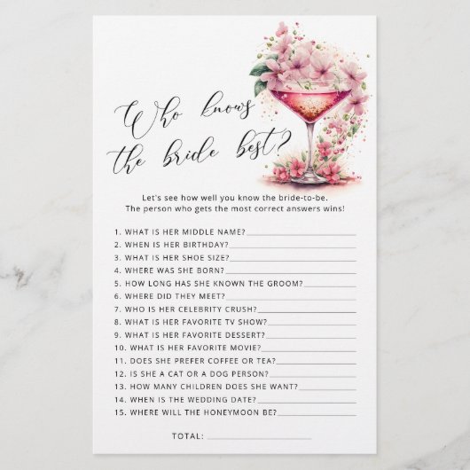 Rosa Flora, die Braut das beste Duschspiel kennt (Vorderseite)