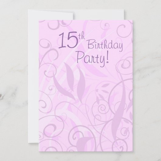 Rosa Flora Einladung zum 15. Geburtstag (Vorderseite)