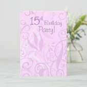 Rosa Flora Einladung zum 15. Geburtstag (Stehend Vorderseite)
