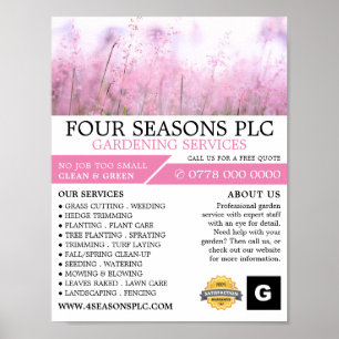 Rosa Flora, Gartenservice, Gartenbau Poster
