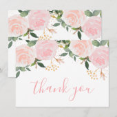 Rosa Flora Geburtstagsflat Danke Karte (Vorne/Hinten)