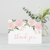 Rosa Flora Geburtstagsflat Danke Karte (Stehend Vorderseite)