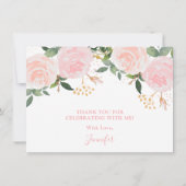 Rosa Flora Geburtstagsflat Danke Karte (Rückseite)
