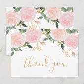 Rosa Flora Geburtstagsflat Danke Karte (Vorne/Hinten)