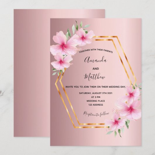 Rosa Flora Goldmedaille Einladung (Vorne/Hinten)