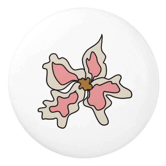 Rosa Flora Knob Keramikknauf (Vorderseite)