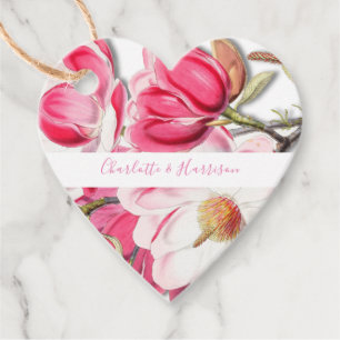 Rosa Flora Magnolia Hochzeit Geschenkanhänger