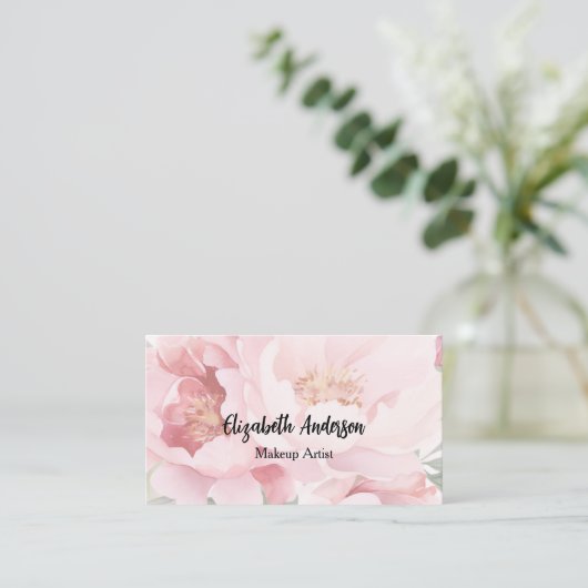 Rosa Flora QR-Code Visitenkarte (Stehend Vorderseite)