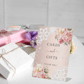 Rosa Flora Spitzen-Karten-Zeichen Sockelschild