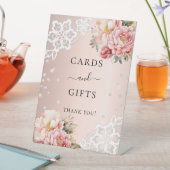 Rosa Flora Spitzen-Karten-Zeichen Sockelschild (In Situ)