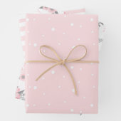 Rosa Flora, Streifen und Polka-Punkte Geschenkpapier Set (Beispiel)