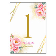 Rosa Flora und Gold Quinceańera