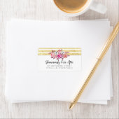 Rosa Flora und goldenes Glam Wasserfarbe Moderner Adressaufkleber (Insitu)