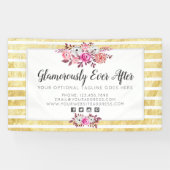 Rosa Flora und goldenes Glam Wasserfarbe Moderner Banner (Horizontal)