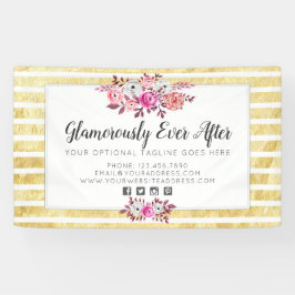 Rosa Flora und goldenes Glam Wasserfarbe Moderner Banner