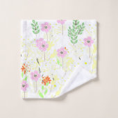 Rosa Flora und Laubwerk Badhandtuch Set (Waschlappen)