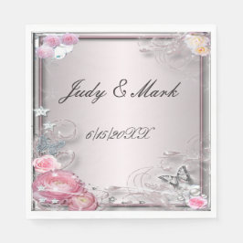 Rosa Flora und Schmetterlingspapier Napkins Serviette