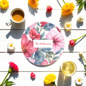 Rosa Flora Wasserfarben Elegante Getränkeuntersetzer