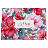 Rosa Flora Wasserfarben Elegante Große Geschenktüte (Vorderseite)