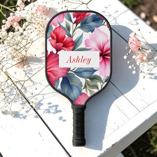 Rosa Flora Wasserfarben Elegante Pickleball Schläger