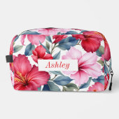 Rosa Flora Wasserfarben Elegante Waschbeutel (Vorderseite)