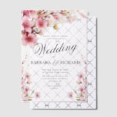 Rosa Flora Wasserfarbenprächtige Hochzeit Pergament Einladungen (Versetzt (Einladung))