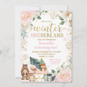 Rosa Flora Winter Snowflake Snowboardpass Einladung (Vorderseite)