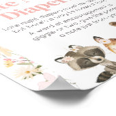 Rosa Flora Woodland Tiere Spätabenteuer Windeln Poster (Ecke)