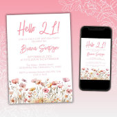 Rosa Floral 21. Geburtstag Party Einladung