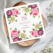 Rosa Floral 70. Geburtstag Serviette