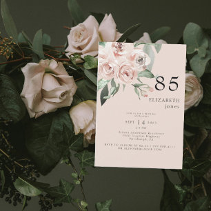Rosa Floral 85. Geburtstagsfeier II Einladung